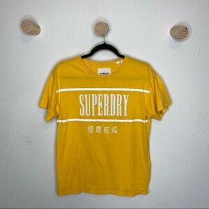 Superdry yellow puffy graphic Short sleeve t shirt